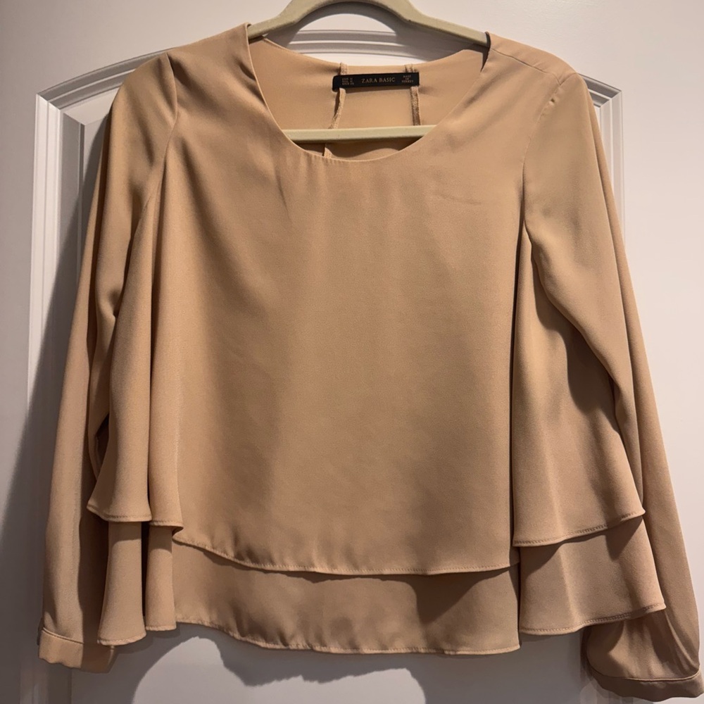 Zara Tan Layered Women's Blouse